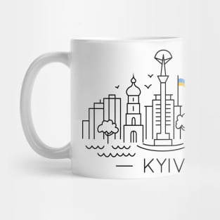 The capital of Ukraine Kyiv with Ukrainian flag Mug